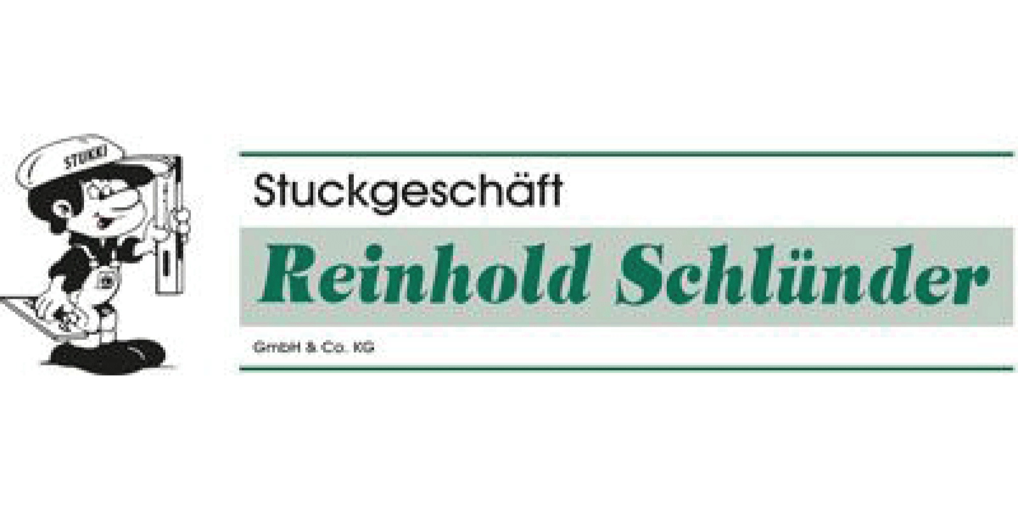 Logo der Reinhold Schlünder GmbH & Co. KG, traditioneller Stuckateurbetrieb aus Menden mit modernem Markenauftritt.